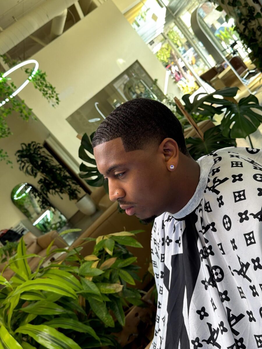 Taper fade with crisp lineup, Los Angeles house call barber