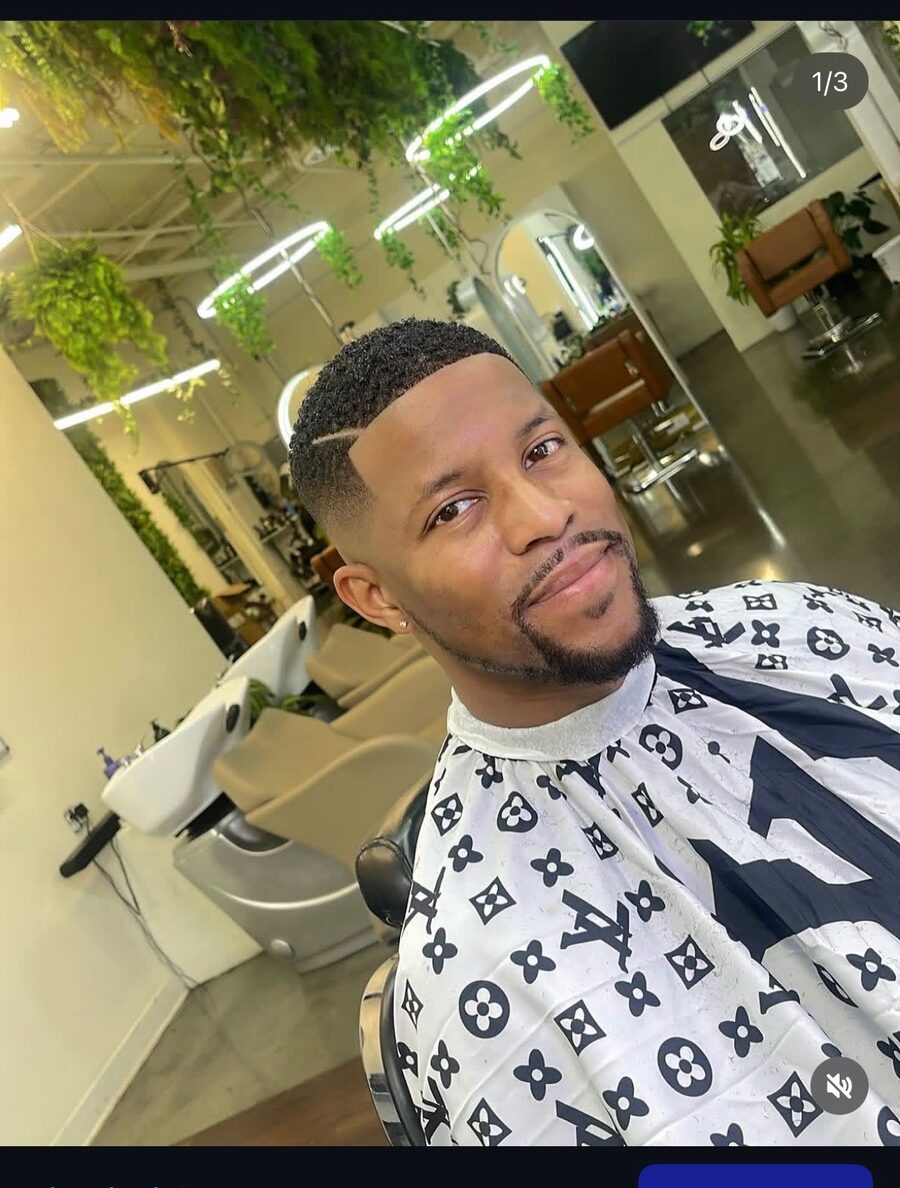 Skin fade with hard part by mobile barber in Los Angeles